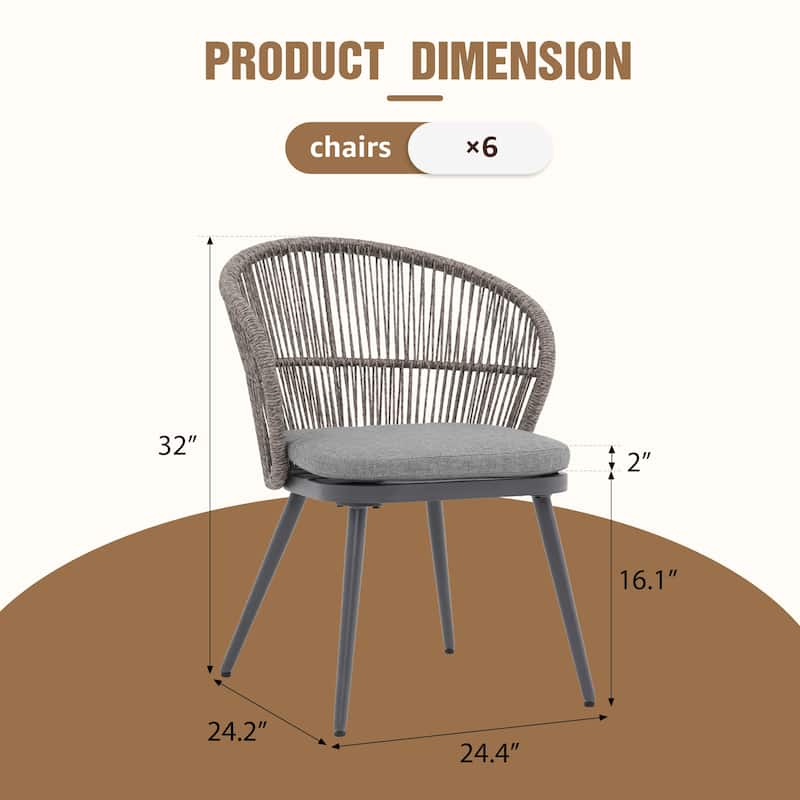 Outdoor 7-Piece Patio Dining Chair and Extendable Wood Dining Table