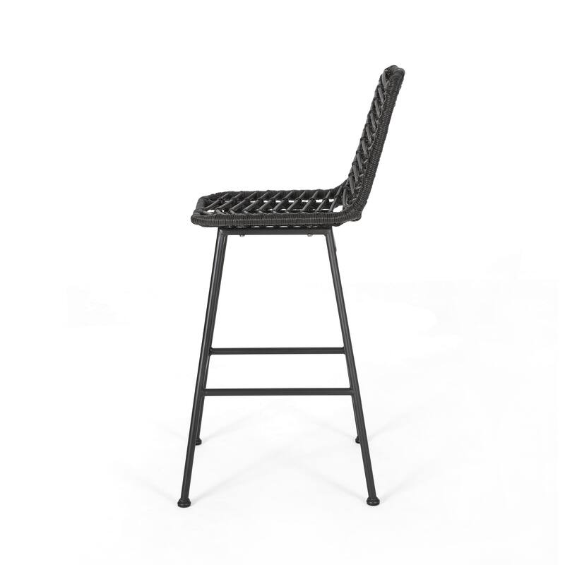 Sawtelle Outdoor Wicker Barstools (Set of 2) by Christopher Knight Home