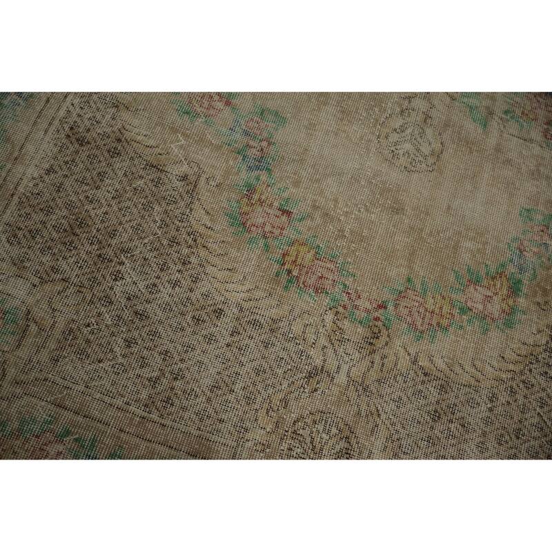 Hand Knotted Oriental 100% Wool Carpet Transitional Floral Beige & Ivories Anatolian Area Rug - 8' 7'' X 5' 9''