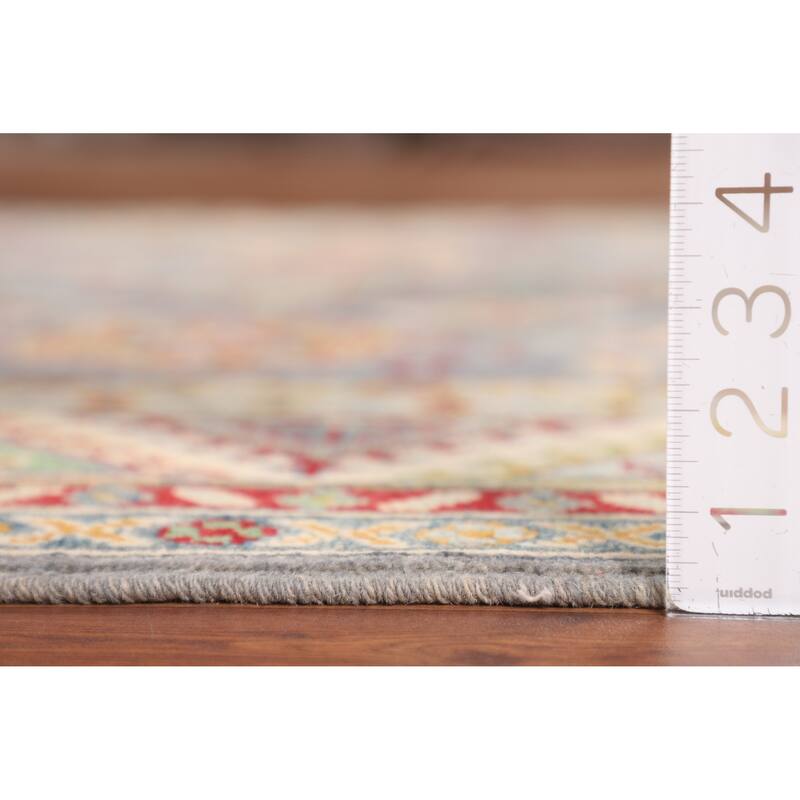 Traditional Grey Kazak Area Rug Handmade Wool Carpet - 5'1" x 6'11"