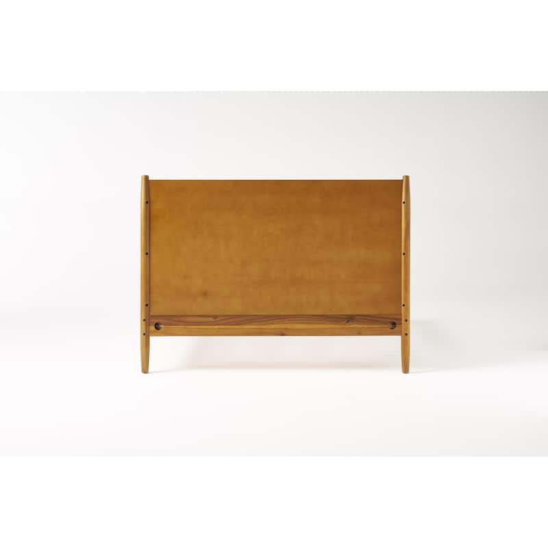 Classic Low Profile Platform Bed Wood Frame Bed Wingback Bed Slat Support Bed
