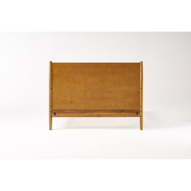 Queen Size Modern Style Acacia Wood Platform Bed with Iconic Splayed Legs for Bedroom