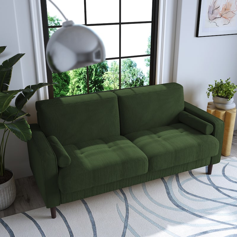 Corduroy 61.9" Loveseat Sofa Square Armrests