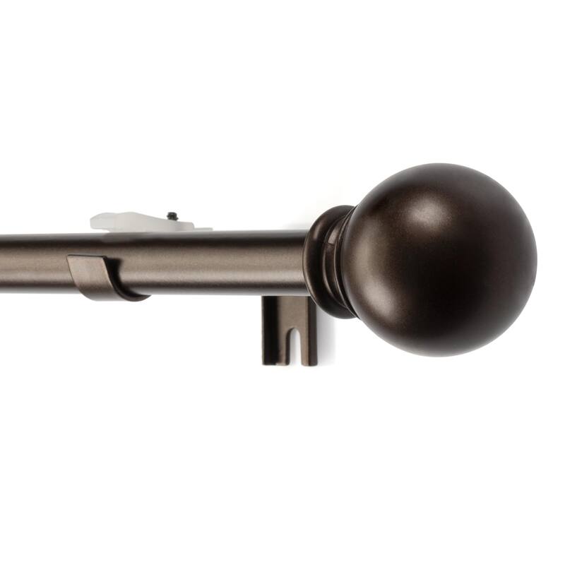 Deco Window 2 Pack Single Curtain Rod with Ball Round Finials & Brackets Set - 44" to 84", 5/8 Inch Diameter, Brown Oil Rubbed