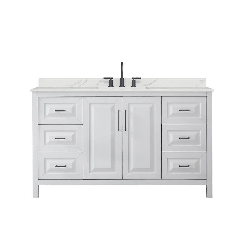 Daria 60-inch Single Vanity, 3 Hole Quartz Top