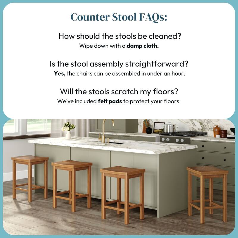 Now Furniture Solid Wood Backless Saddle Seat Counter Height Stool