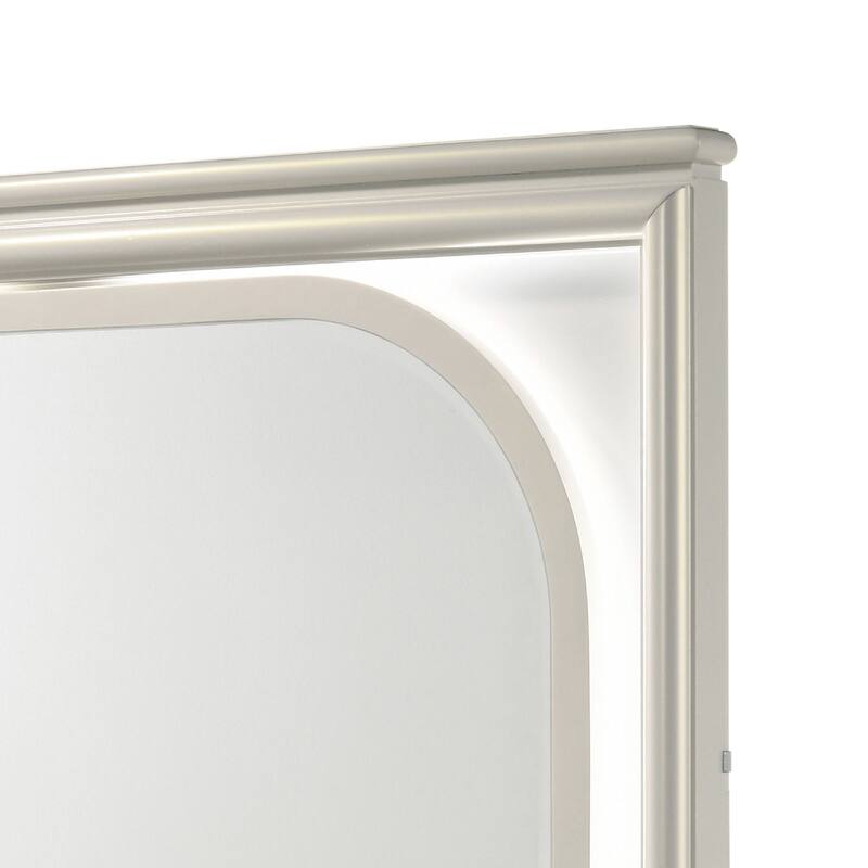 Ory Dresser Mirror, Touch LED Lighting, Pearl White Wood, 36 Inch - Pearl White