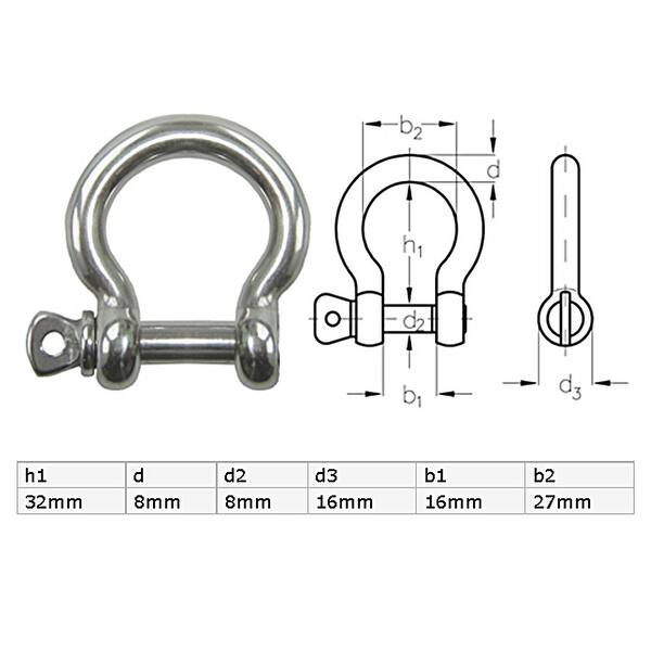 Shop Ships Vessels Fittings Tool Stainless Steel Wire Rope Bow Shackle 4pcs Overstock 18460238