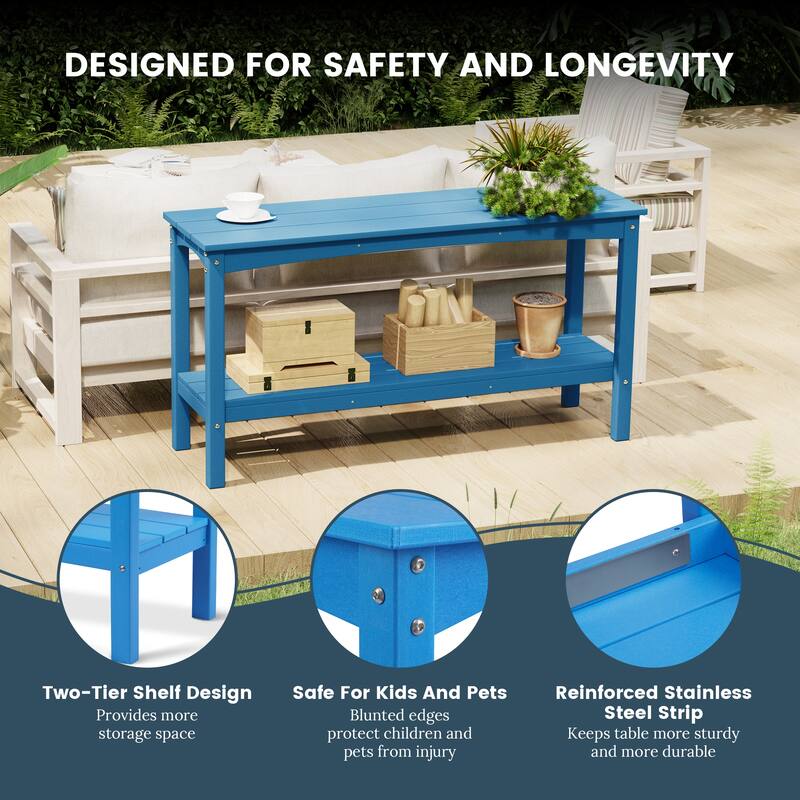 Laguna Hdpe All Weather Outdoor Patio Two Shelf Table