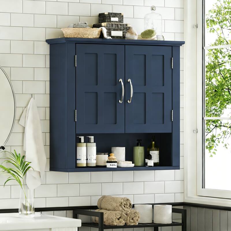 Christopher Knight Home - Modern Wall Mounted Storage Cabinet with Adjustable Shelves and Double Doors