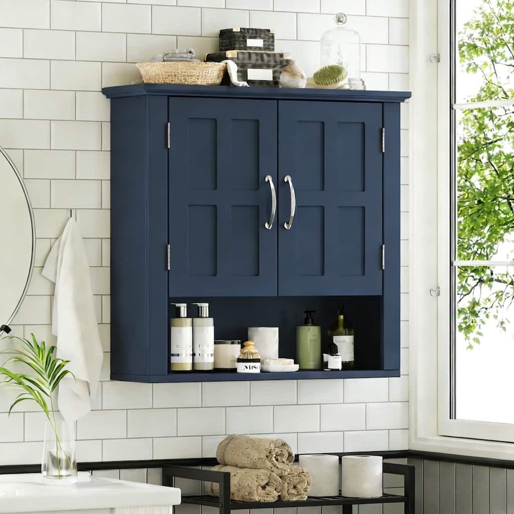 Christopher Knight Home - Modern Wall Mounted Storage Cabinet with Adjustable Shelves and Double Doors