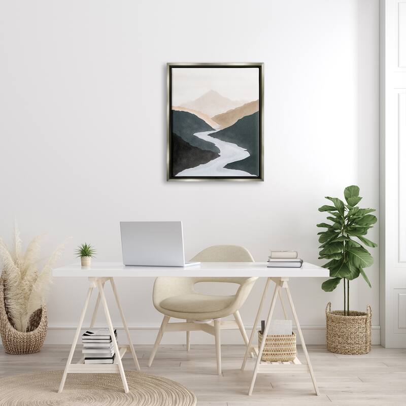 Stupell Flowing River Nature Landscape Foggy Distant Mountain Floater Frame, Design by JJ Design House LLC