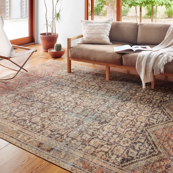 Alexander Home Tremezzina Printed Geometric Botanical Distressed Rug. Opens flyout.
