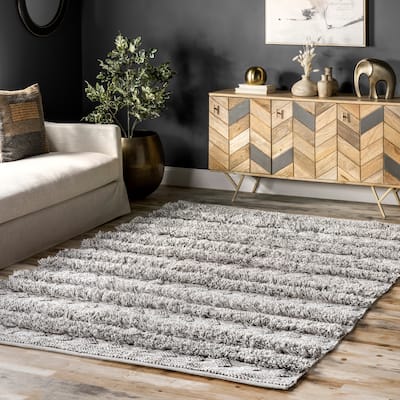 Nuloom Grey Southwestern Raised Tribal Band Area Rug
