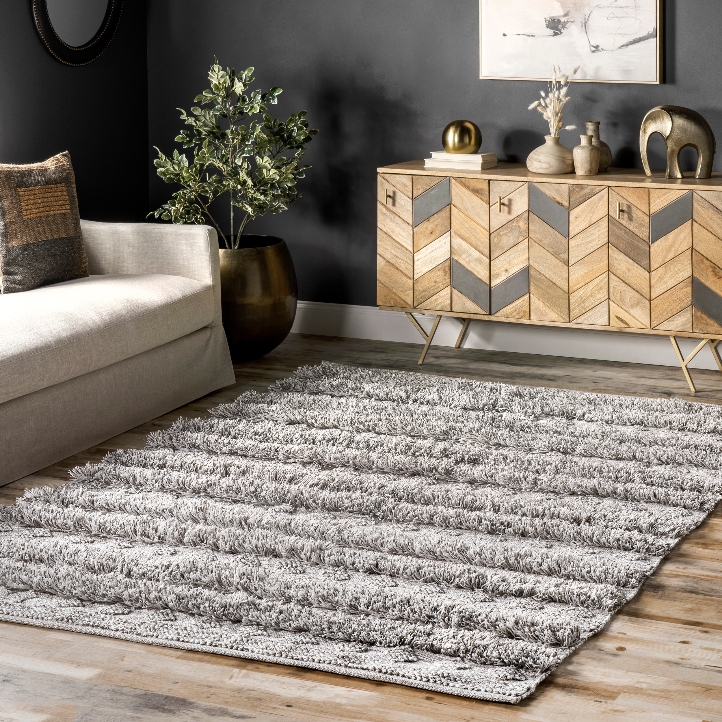 Nuloom Grey Southwestern Raised Tribal Band Area Rug