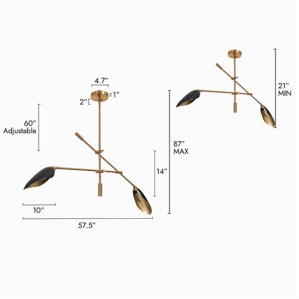 dimension image slide 3 of 10, Modern Multi-Light Large Black Gold Sputnik Chandelier Metal Pendant Lights for Dining Room