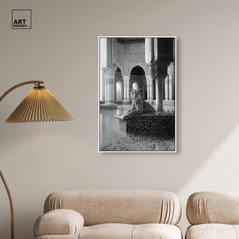 Peaceful Posing Leopard Noir Canvas by Art Remedy