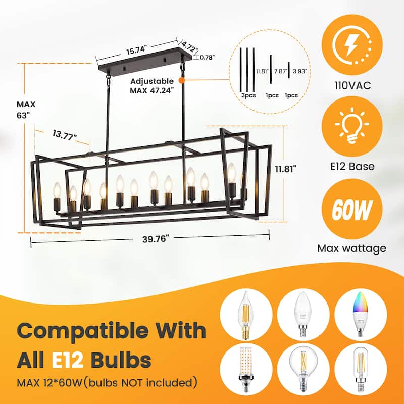 12 - Light Linear Candle Kitchen Island Pendant