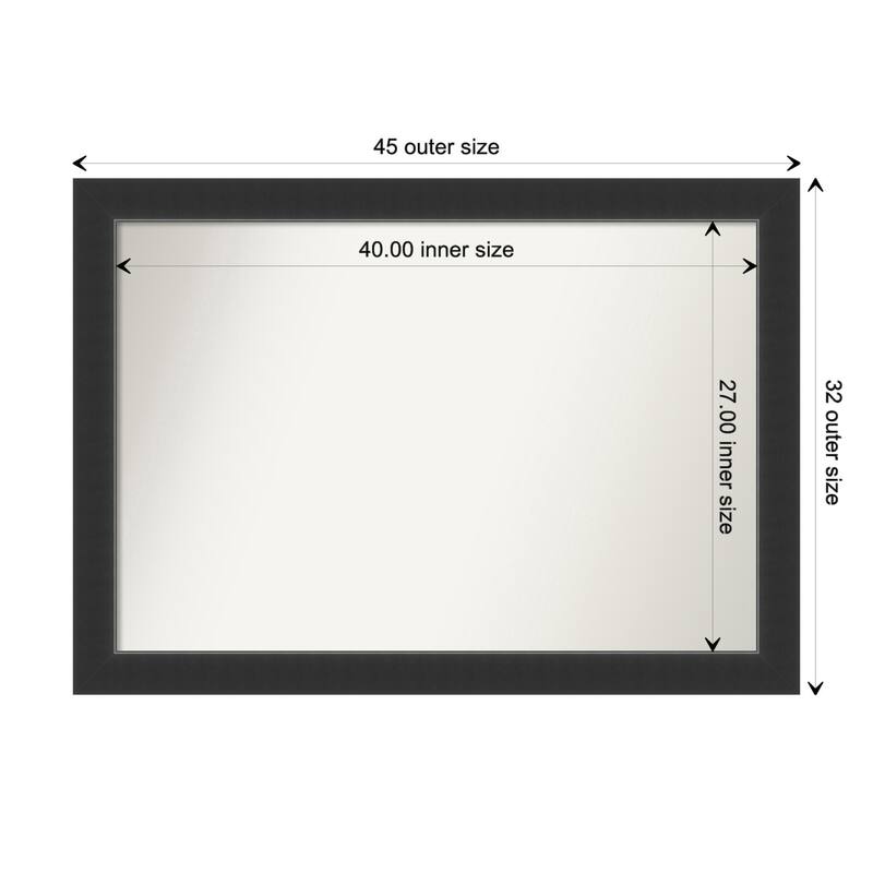 Corvino Black Framed Non-Beveled Custom Wall Mirror, Bathroom Vanity Mirror - Outer Size: 45 x 32