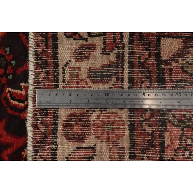 Hand Knotted Oriental 100% Wool Carpet Traditional Geometric Oranges & Rust Hamedan Runner Rug - 9' 7'' X 3' 1''