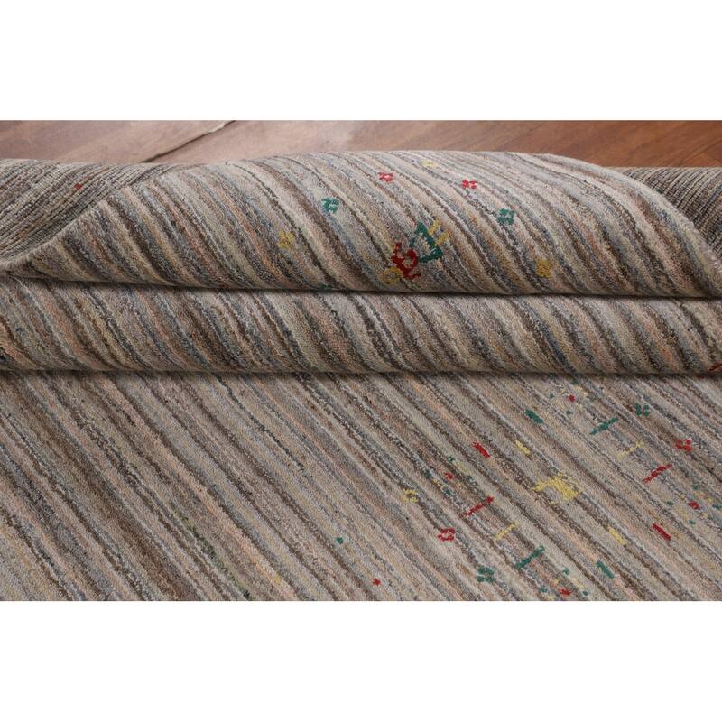 Earth Tone Gabbeh Indian Area Rug Handmade Tribal Wool Carpet - 5'0" X 7'10"