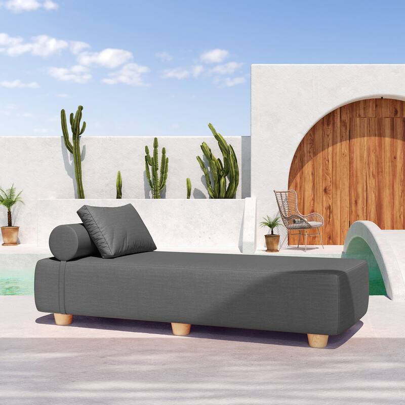 Jaxx Alvy Outdoor Sun Lounger - Luxurious Sunbed with Wood Feet Sunbrella - Charcoal