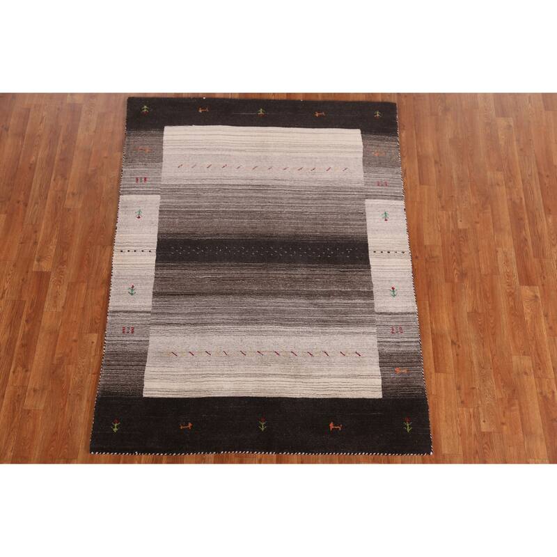 Hand Knotted Oriental 100% Wool Carpet Tribal Tribal Multi-Colored Gabbeh Area Rug - 6' 2'' X 4' 6''