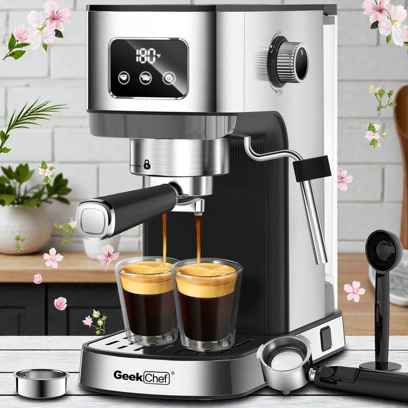 20 Bar Espresso Machine with Milk Frother Steam Wand, ESE Pod Compatible Cappuccino Latte Maker for Home