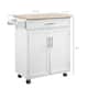HOMCOM Kitchen Island Cart Rolling Trolley Cart with Drawer, Storage Cabinet & Towel Rack