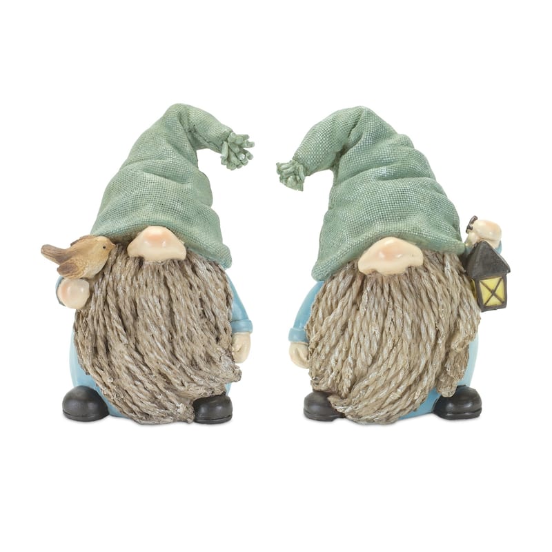 Set of 4 Gnome With Bird Lantern Christmas Tabletop Figurines 6.25"