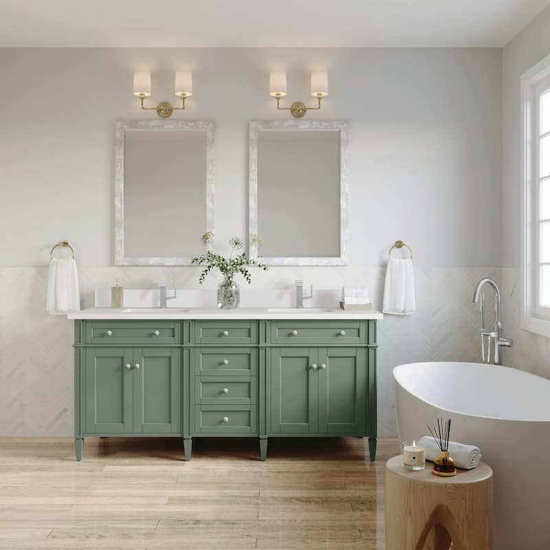 James Martin Vanities 650-V72-1WZ Brittany 72" Double Basin Poplar - Smokey Celadon