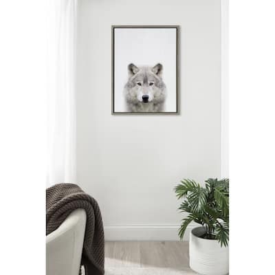 Kate and Laurel Sylvie Wolf Color Framed Canvas by Simon Te
