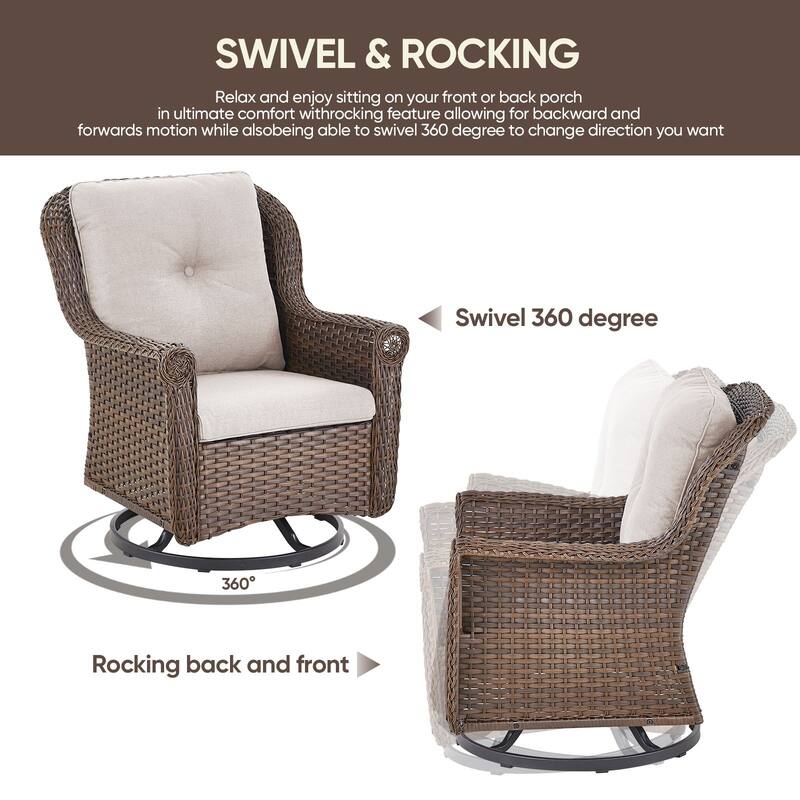 Gymojoy Outdoor Wicker Swivel Glider Chairs with Cushions