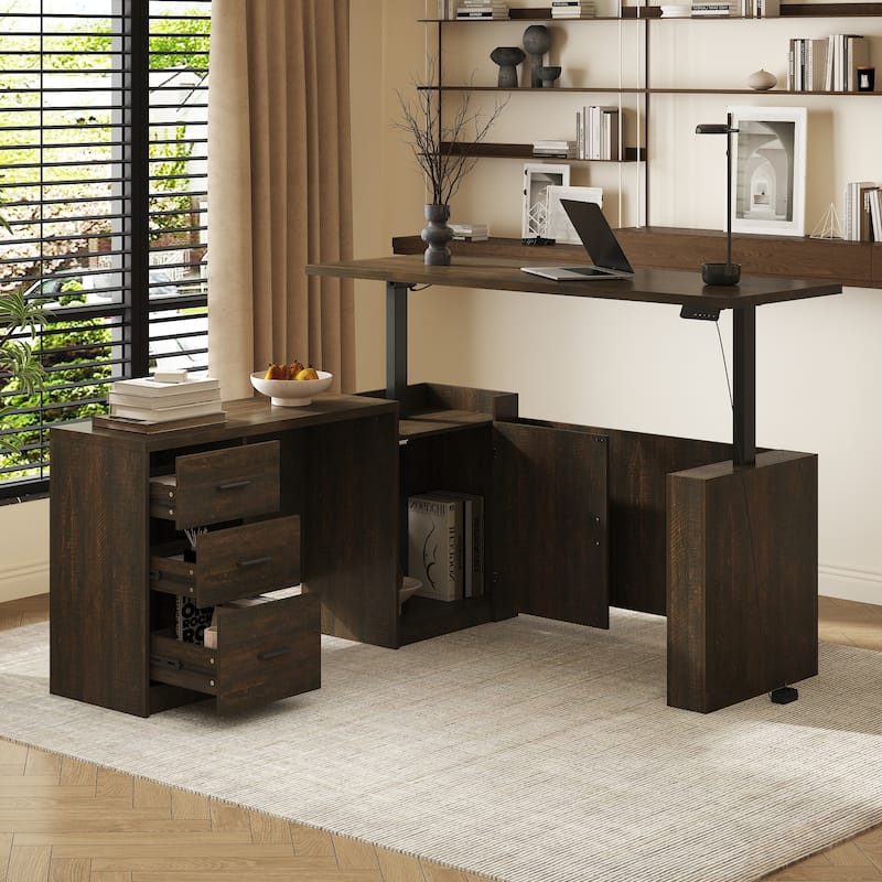 L-Shaped Office Computer Desk with Adjustable Tableboard Study Desk