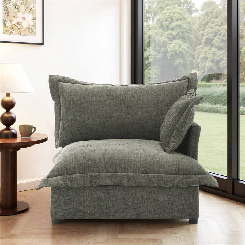 40"W Oversized Upholstered Chenille Comfy Cloud Corner Accent Chair