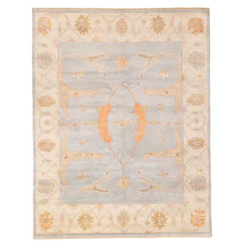 ECARPETGALLERY Hand-knotted Modern Oushak Light Blue Wool Rug - 7'11 x 9'11