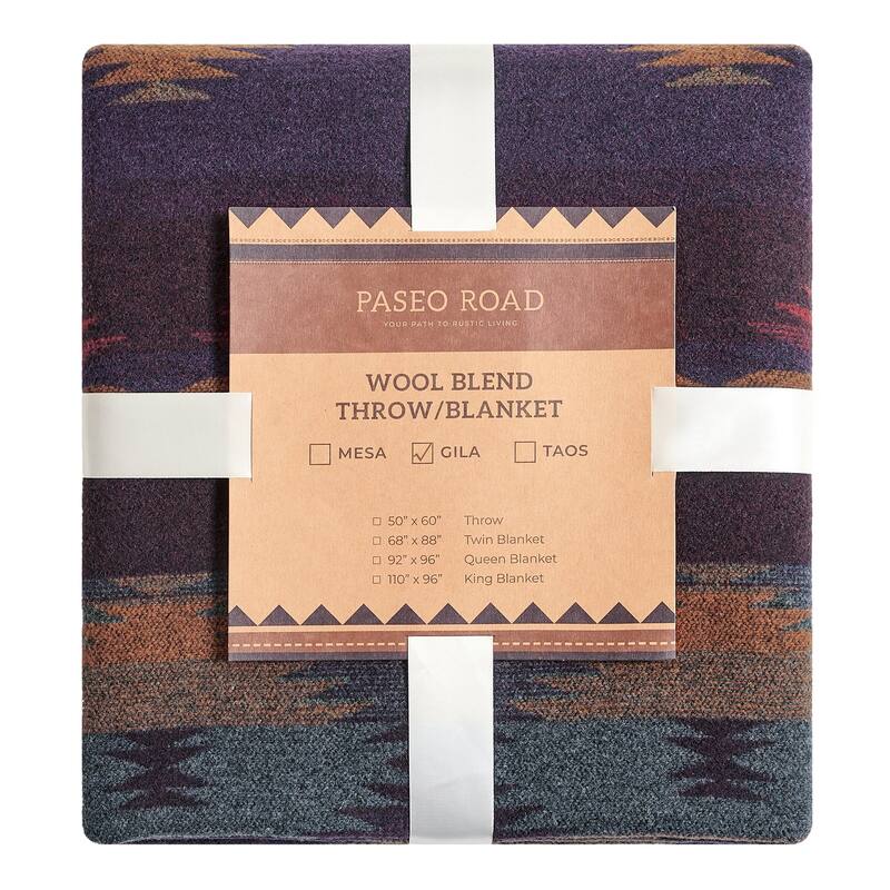 Paseo Road by HiEnd Accents Gila Wool Blend Western Aztec Throw Blanket
