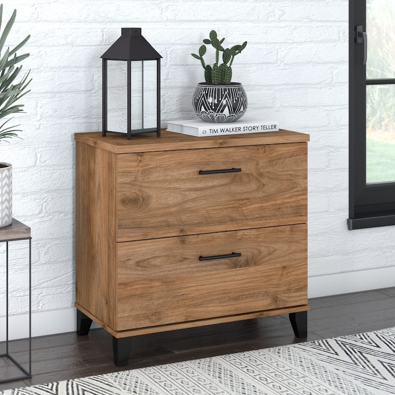 Bush Furniture Somerset 2 Drawer Lateral File Cabinet with Storage - Fresh Walnut