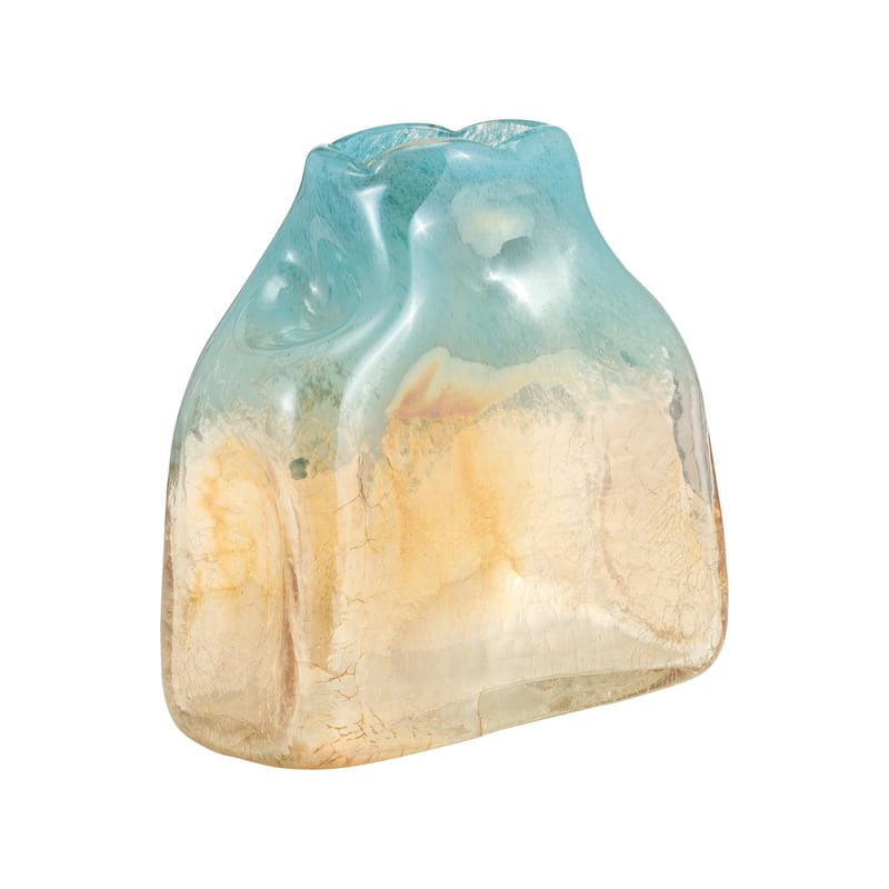 Sagebrook Home Artisan Glass Teal and Apricot Coastal Vase - 8" x 4" x 8"