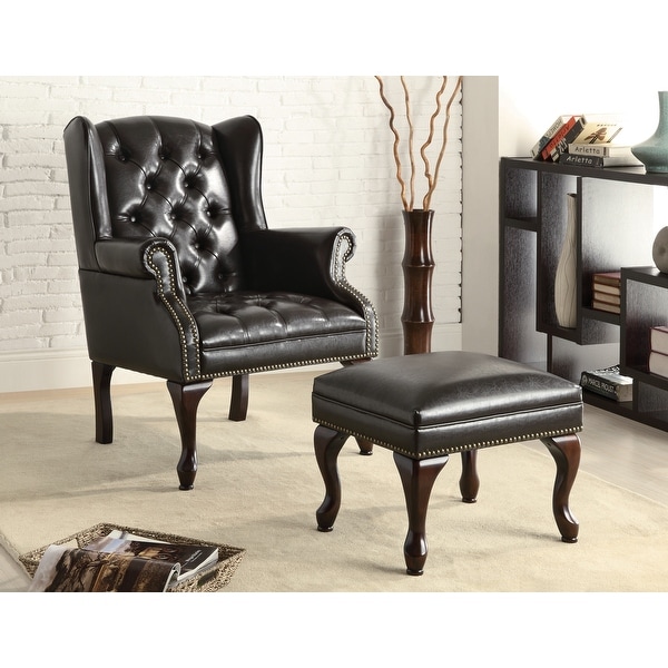 Leather wingback accent 2025 chair