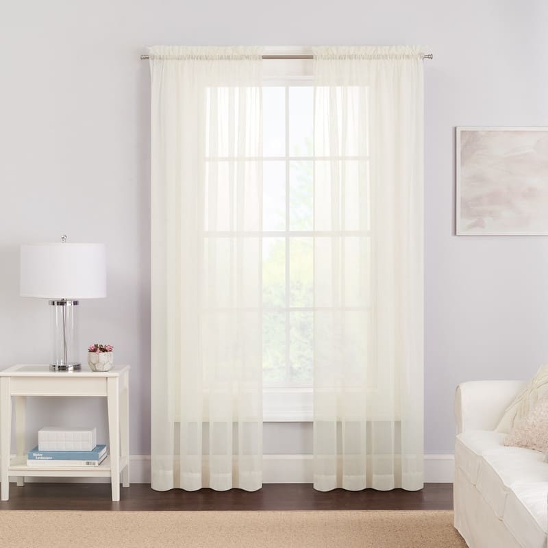 Eclipse Victoria Voile Curtain Panel Pair - 63 Inches - White