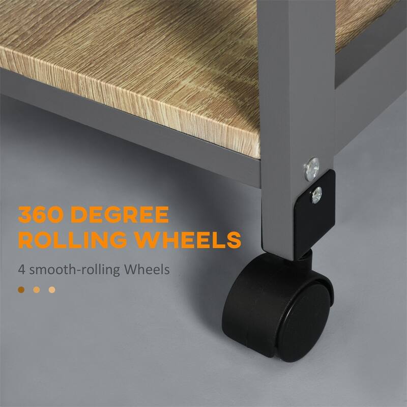 Mobile Rolling Kitchen Island Trolley with Drawer & Slide-Out Basket