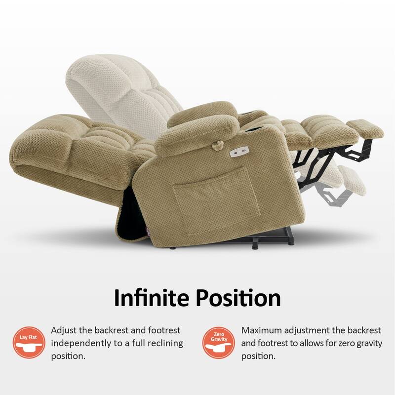 MCombo Small Dual Motor Power Lift Recliner Chair Sofa with Massage and Heat, Infinite Position, USB Ports, Fabric 7893