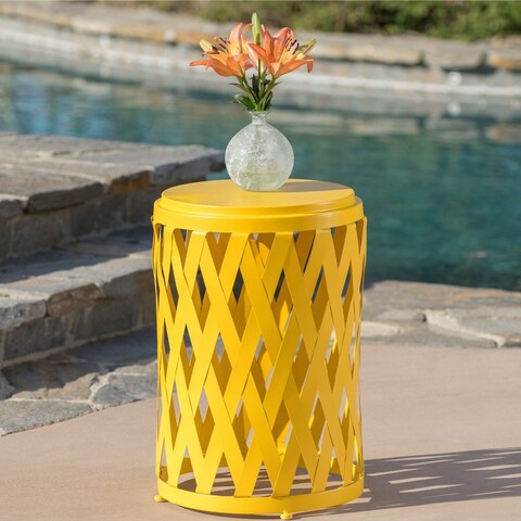 Selen Outdoor Modern 14 Inch Iron Side Table by Christopher Knight Home