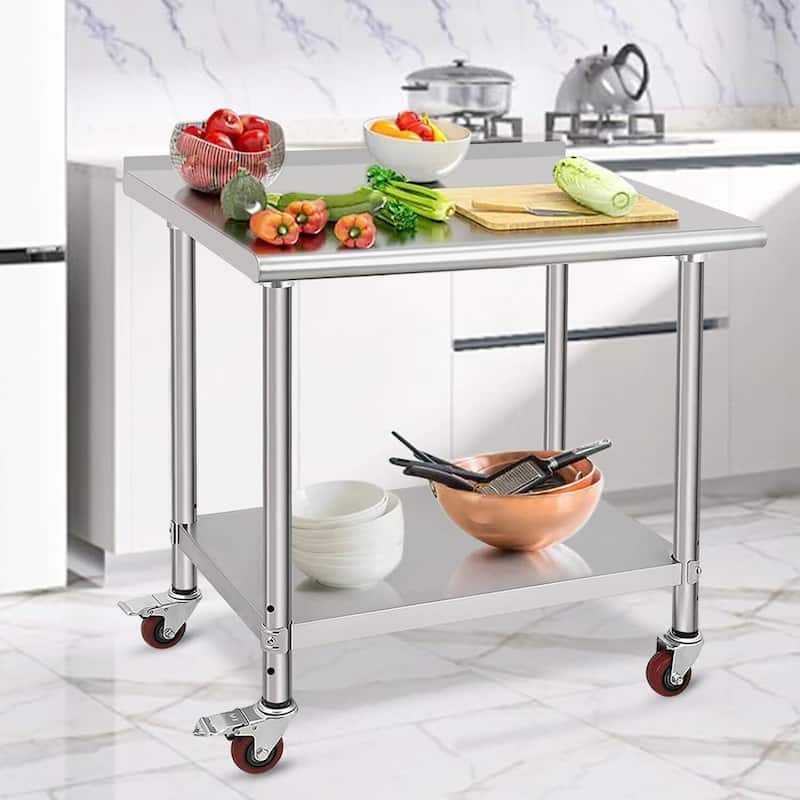 30" x 24" Stainless Steel Work Table with Under Shelf - 30 x 24