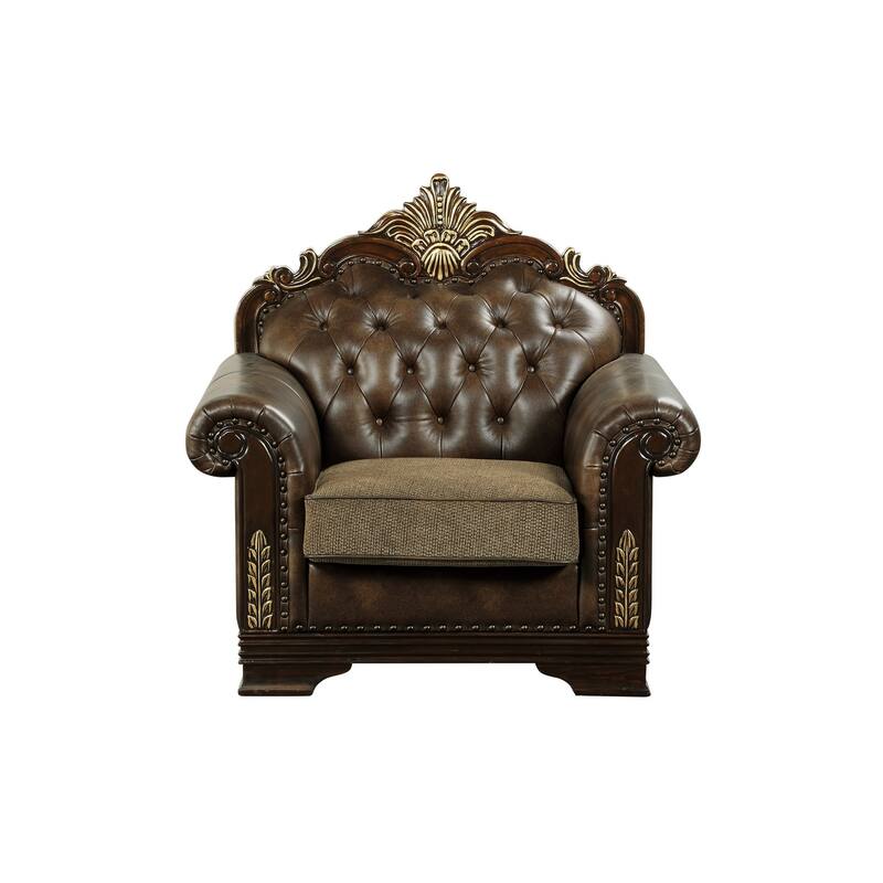 Nanette Dark-Cherry Wood Living Room Set