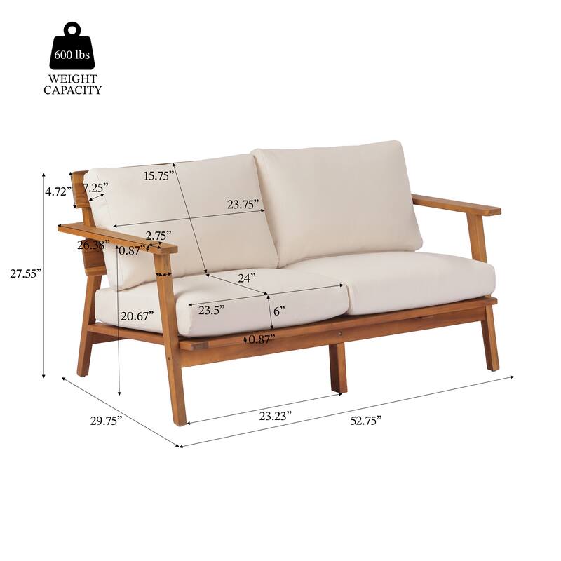 Christopher Knight Home - Haven Mid-Century 2-Piece Acacia Wood Patio Loveseat Set
