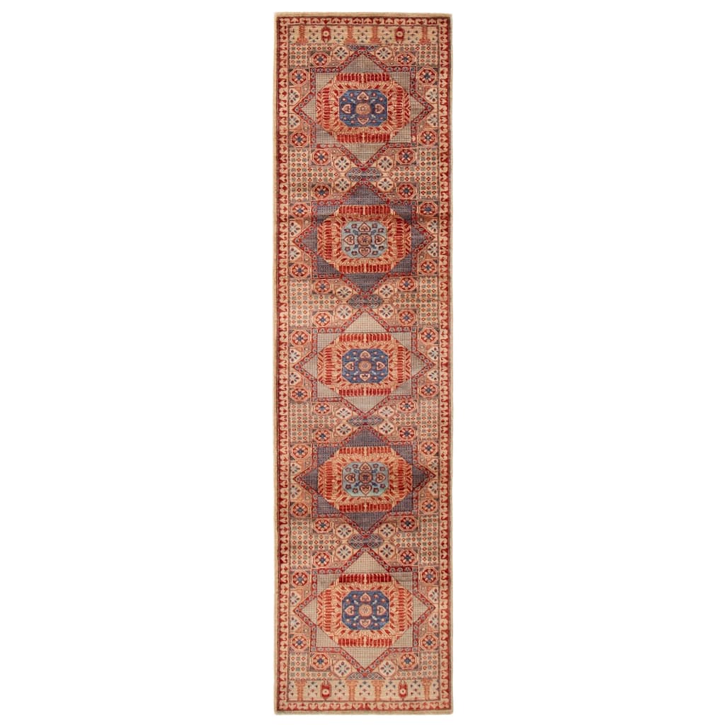 ECARPETGALLERY Hand-knotted Pako Mamluk Cream Wool Rug - 2'6 x 9'10