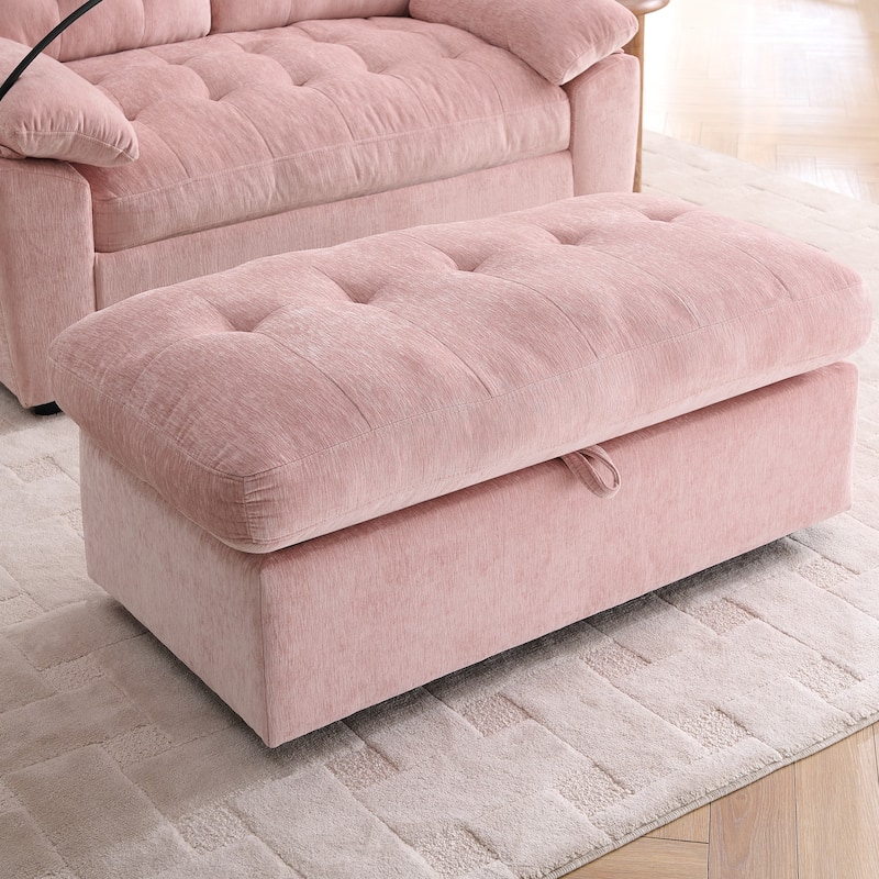 Double Recliner Chair with Adjustable Backrest, Storage Ottoman, USB Port & Phone Stand