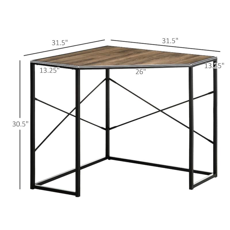 HOMCOM Corner Computer Desk with Steel Frame for Small Spaces, Writing Desk for Workstation